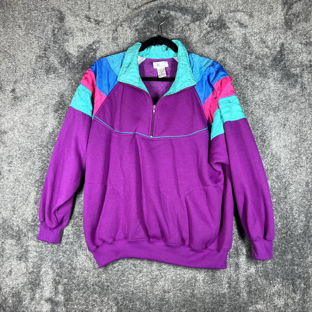 Bocoo Jacket Womens L Purple Fleece 1/4 Zip Collared Pockets Lined Casual